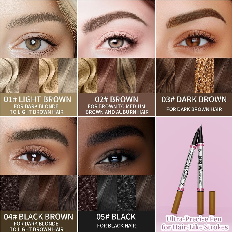 Dual-Ended Eyebrow Pencil - Waterproof, Ultra Fine With Two Micro-Fork