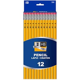 B BAZIC PRODUCTS #2 HB Yellow Pencil 12 Count Pack Smooth Writing School Supply Students Office
