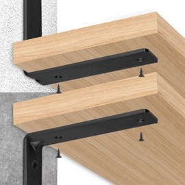 Savener Shelf Brackets, Heavy Duty Black Metal Floating Shelf Bracket, 1/2" Thick Hidden 90 Degree Angel L Brackets for Kitchen, Bathroom, Warehouse, 160 lbs Capacity(12" x 8"-10 Pack)
