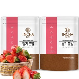 Incha 국내산 동결건조 딸기 가루 분말 400g (200gx2팩) Domestic Freeze-Dried Strawberry Powder 400g (200g x 2 packs)