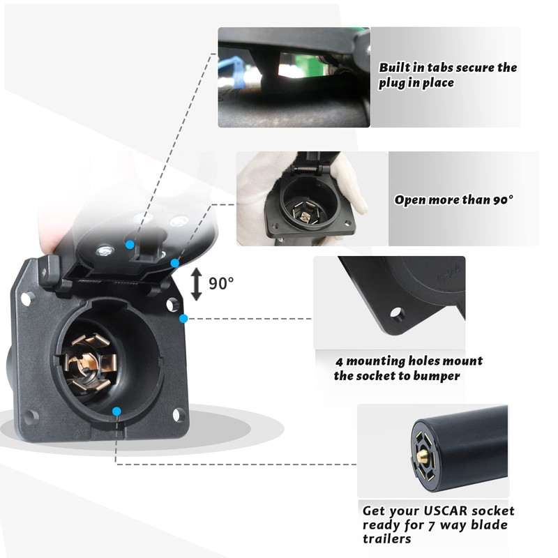 MECMO OEM Style Replacement 7-Way RV Blade Socket, USCAR to