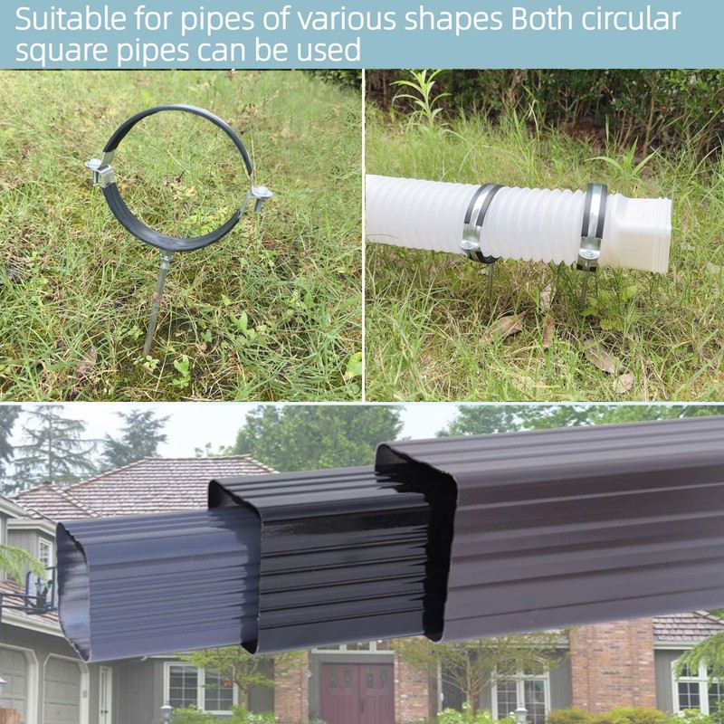 2 pcs Premium Gutter Downspout Extensions Circular Bracket, Heavy-Duty Galvanized