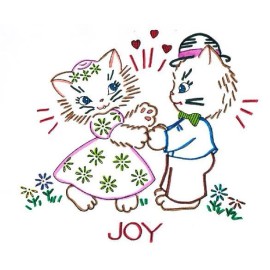 MaMaw's Vintage Embroidery M217 Wedding Kittens tea towels embroidery Hot Iron Transfer pattern