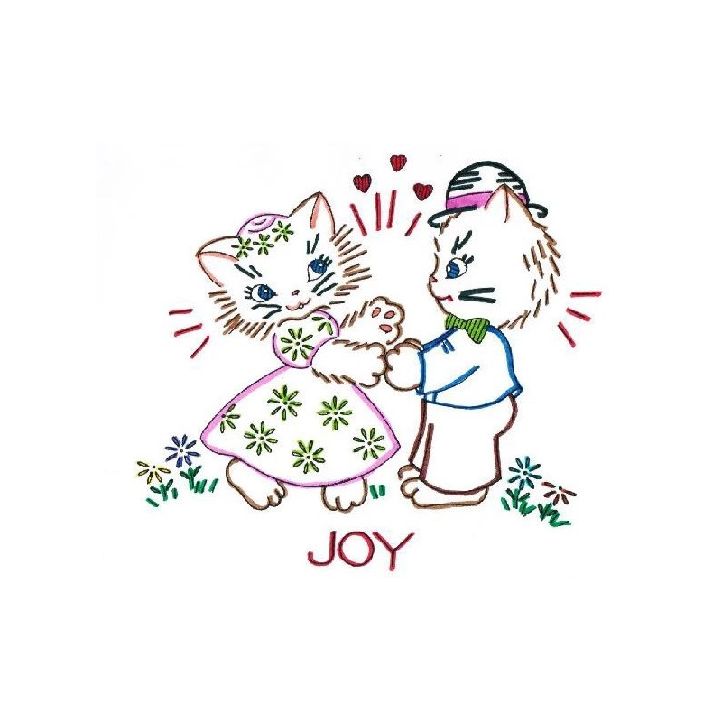 MaMaw's Vintage Embroidery M217 Wedding Kittens tea towels embroidery Hot