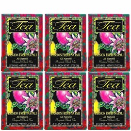 Hawaiian Islands Passion Fruit Na Pali Tropical Black Tea, All Natural - 20 Teabags Per box (120 Tea Bags (Pack of 6))
