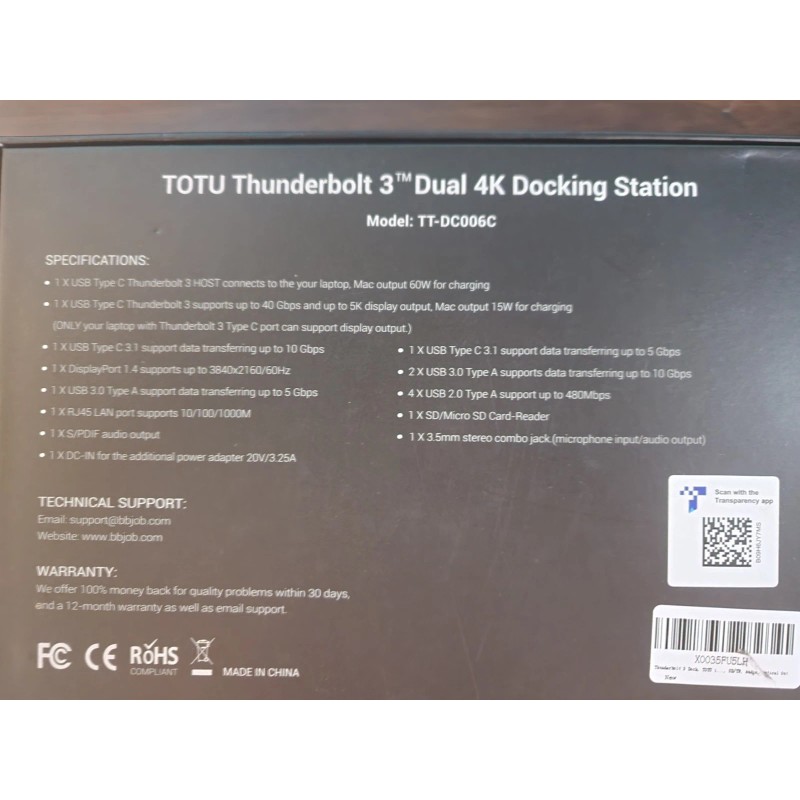 TOTU 18-in-1 Thunderbolt 3/USB C Docking Station with 8K DP,