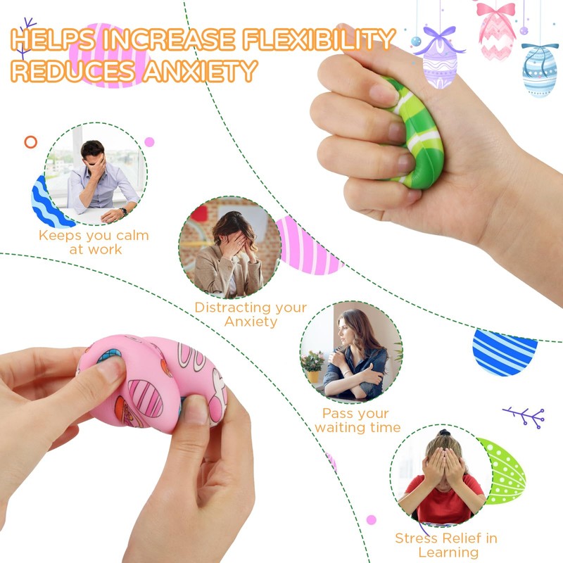 RosyFate Easter Eggs, Pack of 12 Anti-Stress Ball Egg, Squishy