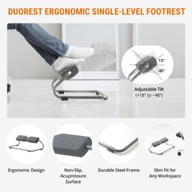 Duorest Duorest 1-Tier Ergonomic Footrest: Solid & Stable Construction, Under Desk Footrest, Slip-Resistant Base, Durable Build, EZFoot (1-Tier Structure) [Made in Korea]