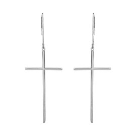FDJ Dangling Dainty Sterling Silver Cross Earrings