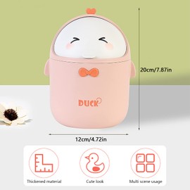 SYULCR Mini Rubbish Bin with Lid, Cute Cartoon Table Rubbish Bin, Mini Table Bin with Lid, Waste Paper Bin with Lid, Bathroom Waste Bin for Home, Office, Living Room (Pink)