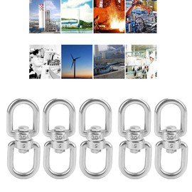 Pack of 5 Stainless Steel Swivels, Swing Hooks with Surface Oxidation Treatment, 360° Swivel with 130 kg Capacity