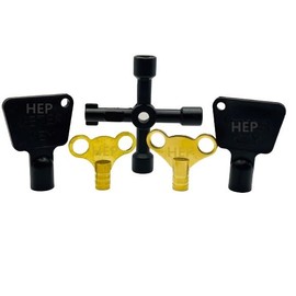 hep® Pack of 5 Key Assortment, 2 Brass Radiator Key 2 Gas Meter Box Key Triangular 4 Ways Multi-Functional Utility