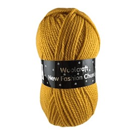 WoolCraft Fashion Chunky Knitting & Crochet Yarn, Great Value Yarn with 27 Colour Combinations in The Range, 100% Acrylic, 150 Metres, 100g Balls, Single Ball, Mustard