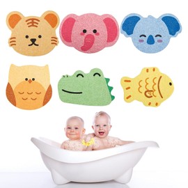 Watlikeup 6PCS Kids Bath Sponge, Cute Animal Pattern, Eco-Friendly, Soft & Comfortable, Gentle on Newborn & Toddler Skin