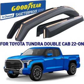 Goodyear Shatterproof in-Channel Window Deflectors for Toyota Tundra 2022-2025 Double Cab, Rain Guards, Window Visors for Cars, Vent Deflector, Car Accessories, 4 pcs - GY007864