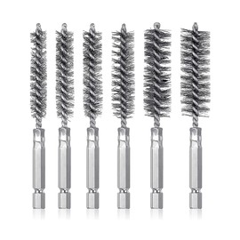 Stainless Steel Bore Brush Hex Handle Cleaning Wire Brush, 6Pcs Wire Brush Drill Bore Cleaning Brush, Stainless Steel Wire Twisted Brush,Stainless Steel Bore Brush Hex Handle Cleaning Wire Brush