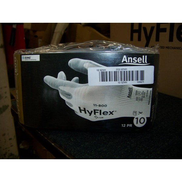 Ansell Hyflex foam nitrile coated gloves size 10 Xlarge white/gray