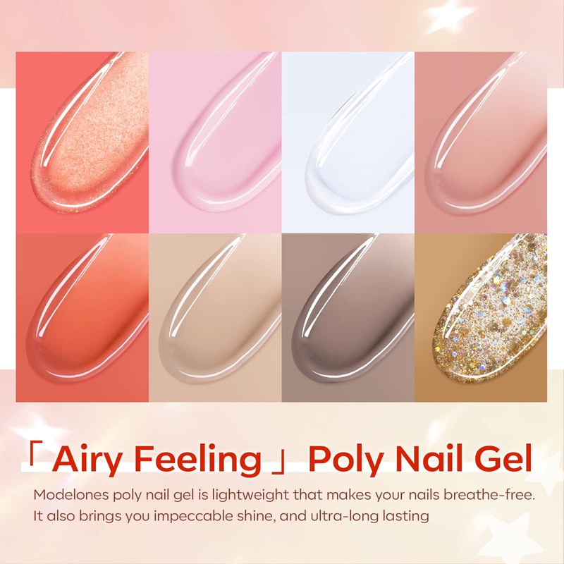 Modelones Poly Nail Gel Kit with 48W U V/LED Lamp