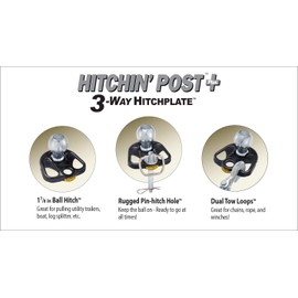 Hitchin’ Post Plus Lawn Mower Connector - 3 Way Hitch Plate - Includes 1 ⅞” Ball - Hitch for Boat Trailer, Snow Machines, Gardening Carts - Powder Coated Finish