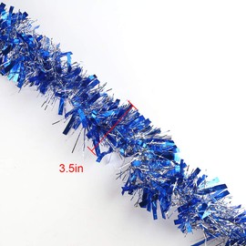 CCINEE 33 Feet Blue Christmas Tinsel Garland for Christmas Tree Ornaments Party Ceiling Hanging Decorations,3.5 inch Wide