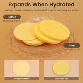 BEAKEY 60 Count Compressed Facial Cleansing Sponges, Cellulose Facial Cosmetic Spa Sponges for Exfoliating, Face Cleansing and Makeup Removal