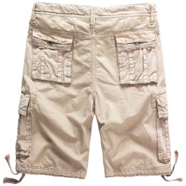 WenVen Men's Active Cargo Shorts Cotton Outdoor Wear Lightweight, Dark Khaki,40