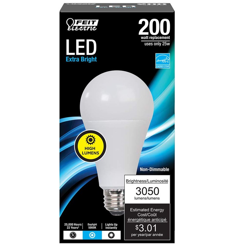 Feit Electric A21 LED Light Bulb, 200W Equivalent, Non-Dimmable, 3050