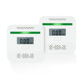 Carbon Monoxide Detector, 2 Pack Vehicle Mounted Household Carbon Monoxide CO Alarm, with LCD Display, Easy to Install, for Home, Bedroom, Kitchen, School Office, Depot, Battery Powered（No Battery）