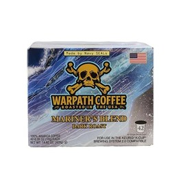 Warpath Coffee K-cups 42 Count | Mariner’s Blend Dark Roast | High Caffeine, Extra Strong Roasted 100% Arabica K Cup Coffee Pods, Single Serve, Full Bodied Intense Cup, Created by Navy Seals