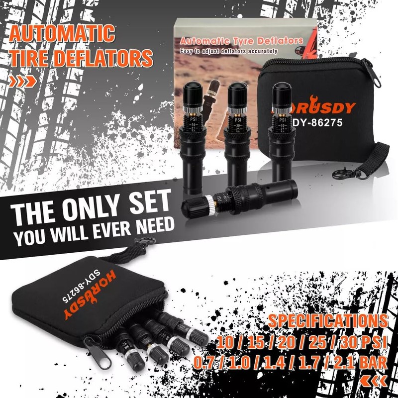 HORUSDY Automatic Tire Deflator Kit 10-30 PSI, Offroad Tyre Pressure
