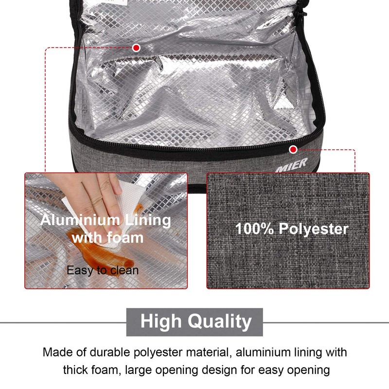 MIER Portable Thermal Insulated Cooler Bag Mini Lunch Bag for