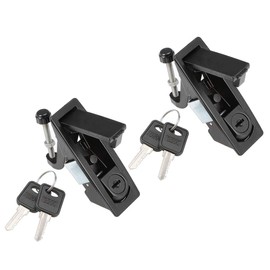 uxcell Electric Cabinet Panel Cam Lock Push Button Pop Up Door Lock W Key,Black 606-1 2pcs