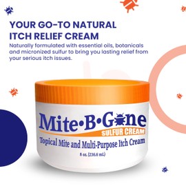 Human Mite Treatment Cream 8oz | Max-Strength 10x Sulfur Cream for Skin Mites, Bites, & Itching | Child & Adult Safe | Fast Relief for All Skin Types by Mite-Be-Gone