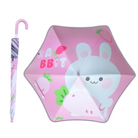 BAODINI Kids UV and Rain Umbrella Sun Protection With Round Edges for Boys Girls Toddlers Easy Grp Curved Handle Stick Umbrella with Reflective Strip