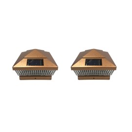 JAYXC HOME 2-Pack Solar Super Bright LED 78 Lumens Outdoor Post Cap Lights for 4x4 PVC, Vinyl, or Plastic Post (Copper Finish Color)