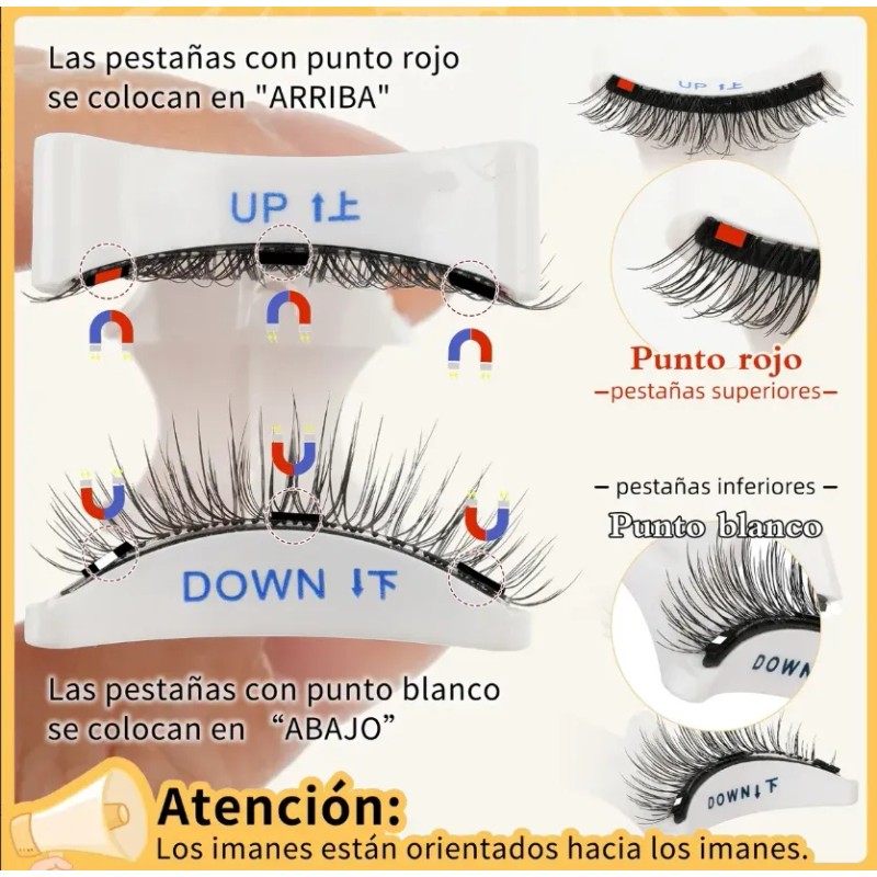 Kit De Pestañas Magnéticas Con 2 Pares De Pestañas Natural