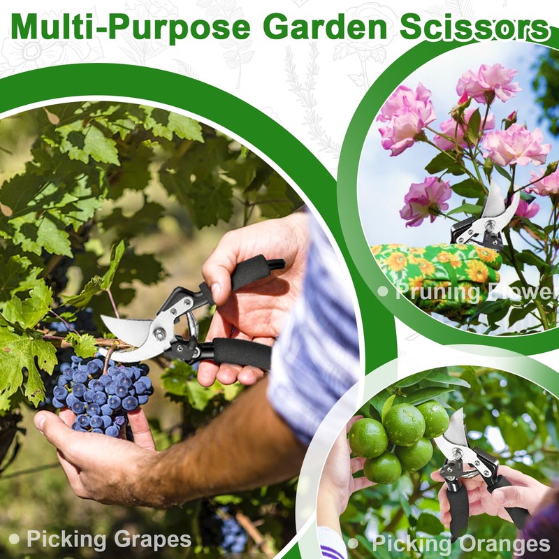 Professional Titanium Garden Secateurs, Gardening Pruning Shears, Garden Scissors, Bypass