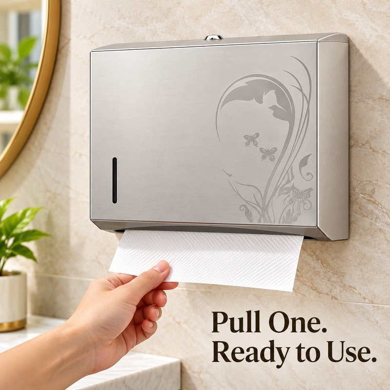 Gold Metal Wall-Mounted Tissue and Paper Towel Holder Box for