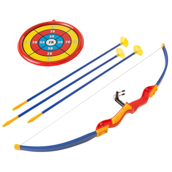 Kids Bow and Arrow Set with 3 Suction Cup Arrows, Target - Safe Toy Archery Game Kit for Boys and Girls By Hey! Play!
