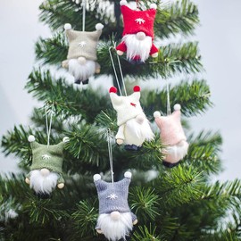 Christmas Tree Hanging Gnomes Ornaments Hanging Scandinavian Santa Swedish Handmade Plush Gnomes Santa Swedish Tomte Gnomes Doll Faceless Santa Elf Table Ornaments Home Decor (6pcs)