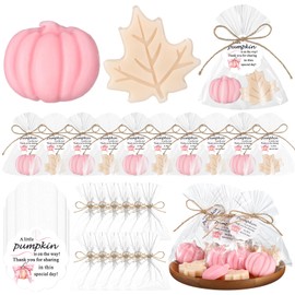 Leelosp 20 Sets Pumpkin Baby Shower Favors 10 Pumpkin and 10 Maple Leaf Soap 20 Thanks Cards 20 Gift Bags with String for Fall Thanksgiving Bridal Shower Wedding Autumn Party Guest Gifts