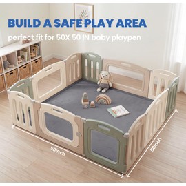 Ultra Soft Baby Play Mat 50x50 – 1.3" Thick Foam Crawling Mat for Infants & Toddlers, Non-Slip Tatami Playpen Floor Mat (Dark Grey)