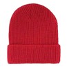 Solid Red Watch Knit Cuffed Stocking Cap Winter Hat Braided