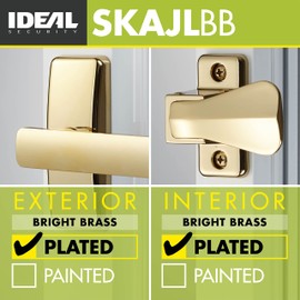 Ideal Security Door Lever for Storm and Screen Doors, Bright Brass (2-Piece Set)
