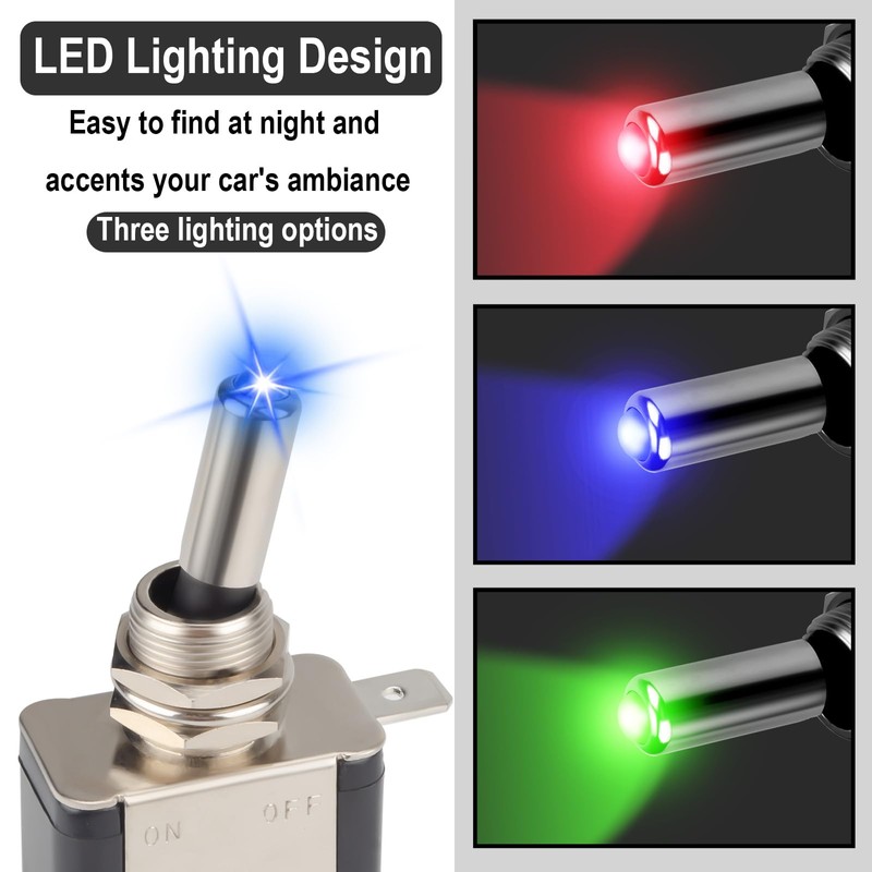 ecocstm 3 PCS LED Lighted Rocker Toggle Switch, 12V SPST