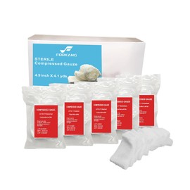 Sterile Z-Folded Gauze First Aid Hemostatic Gauze Quick Emergency Clotting Combat Gauze,Vacuum Sealed 4.5in x 4.1 Yards, Ideal for Trauma Wound Care, First Aid Compressed Gauze Pads(Pack of 5,)