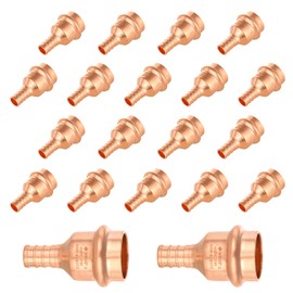 20-Pack GUOFIS Copper Press Fittings, 3/4 inch Press X 1/2 inch PEX Crimp Coupling Copper Fittings Adapter for Copper Tube/PEX Pipe Connection with Stop