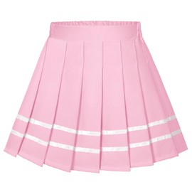KEREDA Girls Pleated Mini Skirt High Waist Tennis School Uniform Skirts 10-12 Years Pink