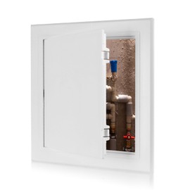 KitchenRaku Access Panel - Paintable Easy Access Doors with Hidden Hinges, Flush Fit ABS Inspection Hatch for Drywall, Wall and Ceiling Electrical Plumbing (8 x 8 inch)