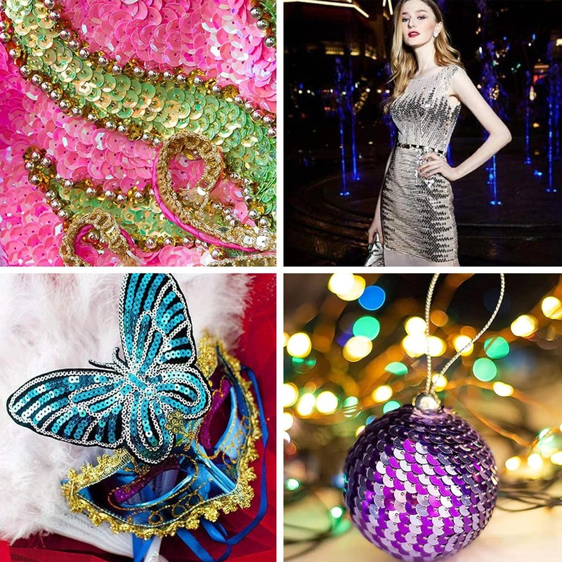 Leliafleury 91 Meter Sequin Trim 6mm Flat Round Sequins Laser